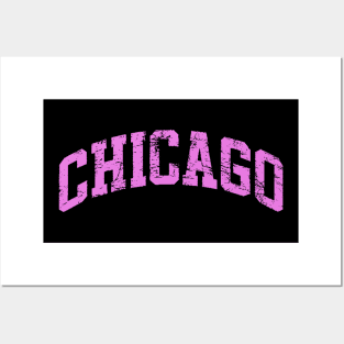Chicago Varsity Style Pink Font Posters and Art